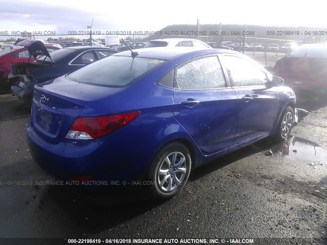 KMHCT4AE0DU520943 - 2013 HYUNDAI ACCENT GLS/GS BLUE photo 4