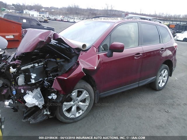 JF2SJAGC2GH501366 - 2016 SUBARU FORESTER 2.5I PREMIUM BURGUNDY photo 2