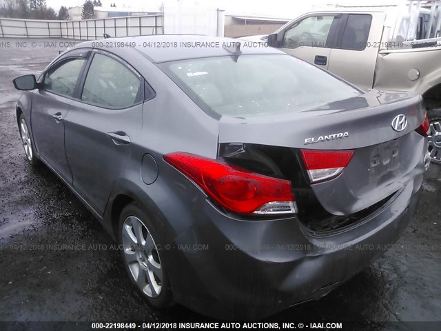 5NPDH4AE8CH147959 - 2012 HYUNDAI ELANTRA GLS/LIMITED GRAY photo 3