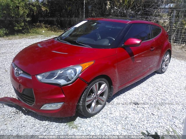 KMHTC6ADXDU106393 - 2013 HYUNDAI VELOSTER RED photo 2