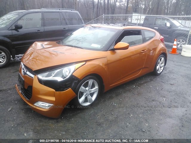 KMHTC6ADXEU218113 - 2014 HYUNDAI VELOSTER ORANGE photo 2