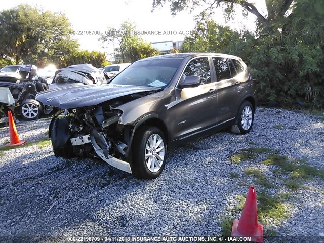 5UXWX9C53E0D26742 - 2014 BMW X3 XDRIVE28I BROWN photo 2