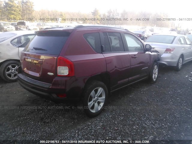 1J4NT1FB9BD150786 - 2011 JEEP COMPASS SPORT BURGUNDY photo 4