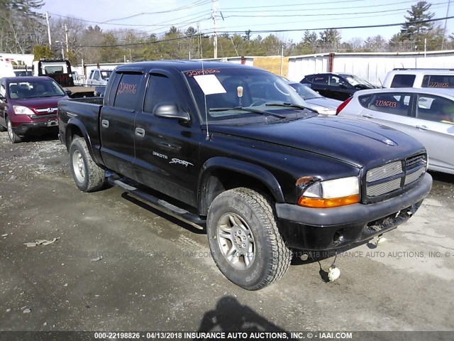 1B7HG2AZ71S352103 - 2001 DODGE DAKOTA QUAD BLACK photo 1