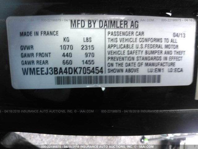 WMEEJ3BA4DK705454 - 2013 SMART FORTWO PURE/PASSION BLACK photo 9