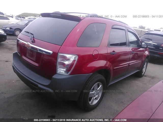 2CNDL13F056120213 - 2005 CHEVROLET EQUINOX LS RED photo 4