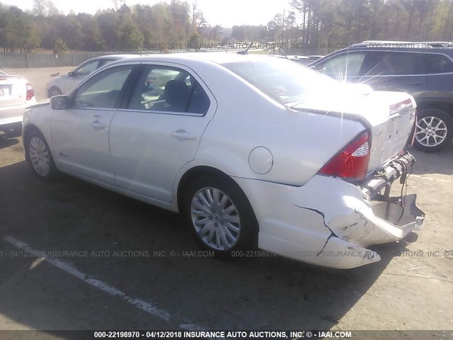 3FADP0L32AR212232 - 2010 FORD FUSION HYBRID WHITE photo 3