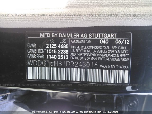 WDDGF5HB1DR243016 - 2013 MERCEDES-BENZ C 350 BLACK photo 9