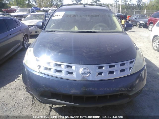 JN8AZ08T05W300610 - 2005 NISSAN MURANO SL/SE/S BLUE photo 6