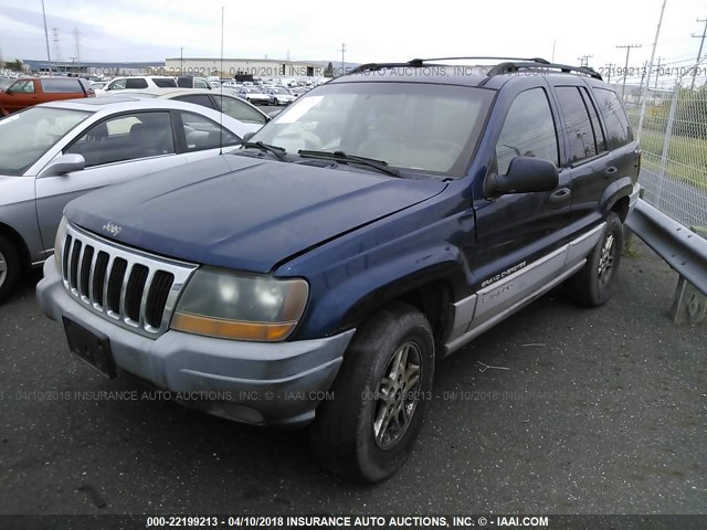 1J4GW48N6YC226004 - 2000 JEEP GRAND CHEROKEE LAREDO BLUE photo 2