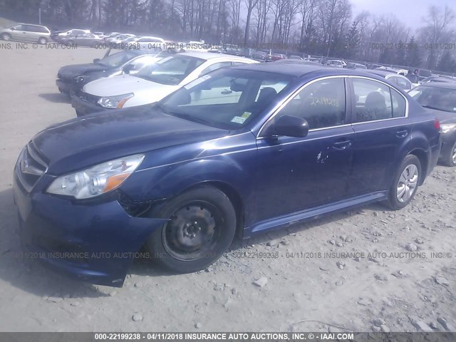 4S3BMBA61B3217232 - 2011 SUBARU LEGACY 2.5I BLUE photo 2