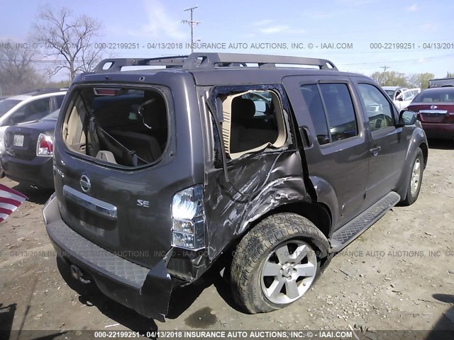 5N1AR18U28C601620 - 2008 NISSAN PATHFINDER S/LE/SE GRAY photo 4