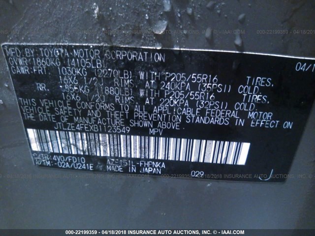 JTLZE4FEXB1123549 - 2011 TOYOTA SCION XB GRAY photo 9