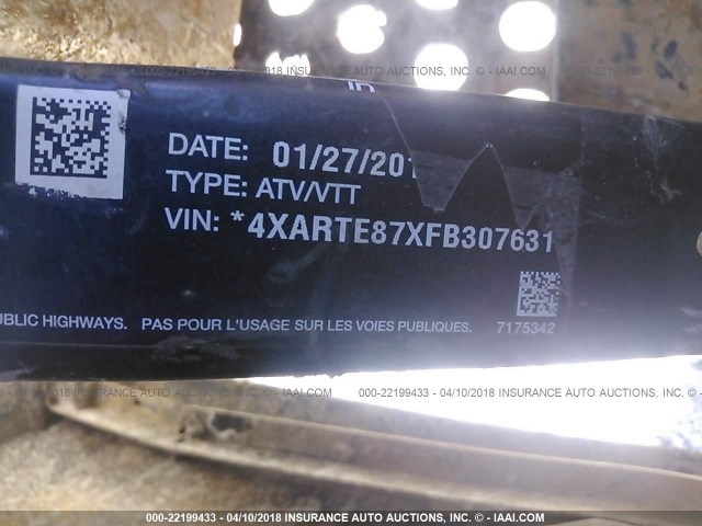 4XARTE87XFB307631 - 2015 POLARIS RANGER XP 900 EPS BLACK photo 10