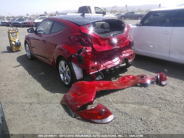 KMHTC6AD3HU315688 - 2017 HYUNDAI VELOSTER RED photo 3