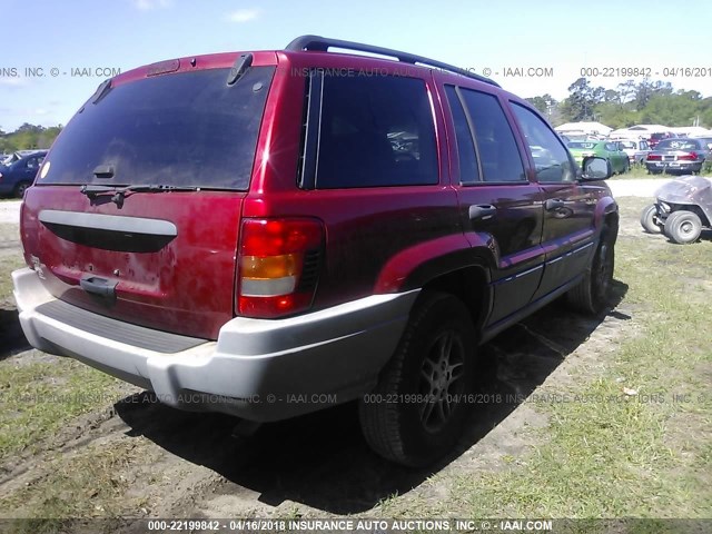 1J4GX48S44C114265 - 2004 JEEP GRAND CHEROKEE LAREDO/COLUMBIA/FREEDOM RED photo 4