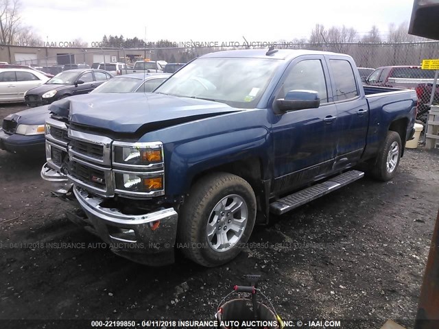 1GCVKREC9FZ417628 - 2015 CHEVROLET SILVERADO K1500 LT BLUE photo 2