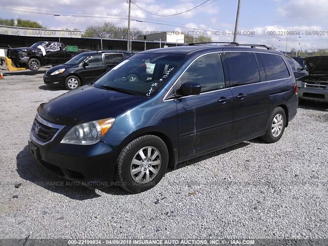 5FNRL38789B406057 - 2009 HONDA ODYSSEY EXL BLUE photo 2