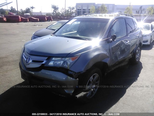 2HNYD28698H543408 - 2008 ACURA MDX TECHNOLOGY GRAY photo 2