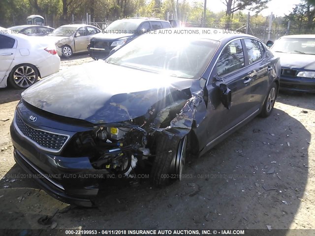 KNAGM4AD3F5089647 - 2015 KIA OPTIMA HYBRID GRAY photo 2