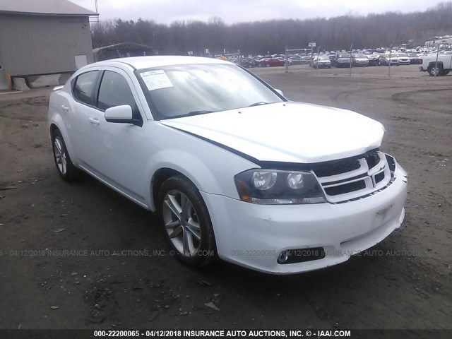 1C3CDZCB1DN716048 - 2013 DODGE AVENGER SXT WHITE photo 1