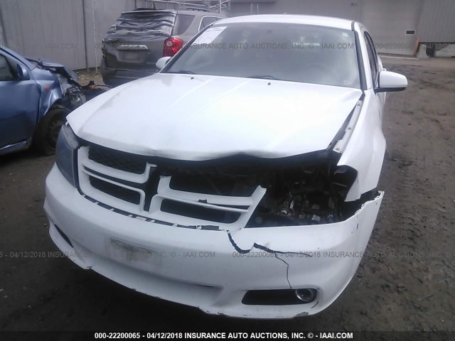 1C3CDZCB1DN716048 - 2013 DODGE AVENGER SXT WHITE photo 6