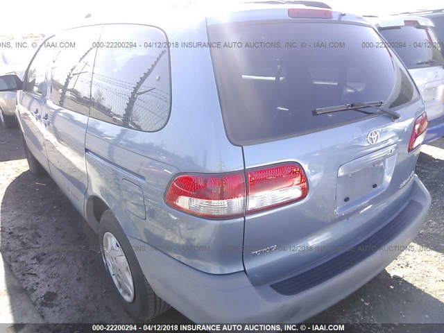 4T3ZF13CX2U439481 - 2002 TOYOTA SIENNA LE/XLE BLUE photo 3