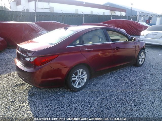 5NPEB4AC1DH740570 - 2013 HYUNDAI SONATA GLS RED photo 4