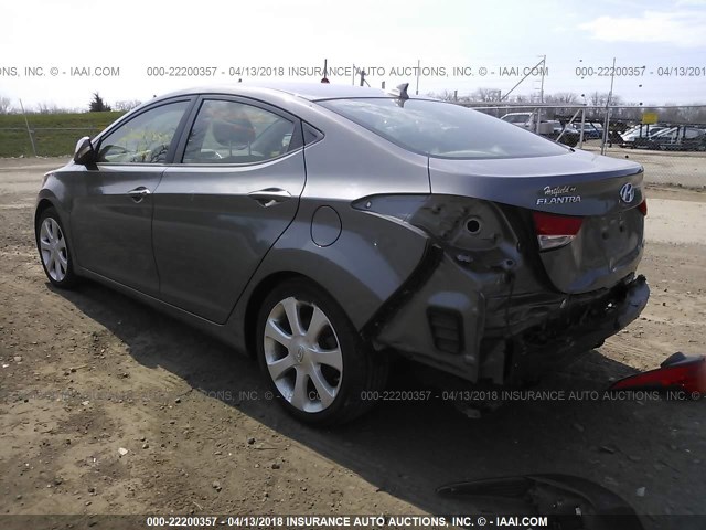 5NPDH4AE4DH443157 - 2013 HYUNDAI ELANTRA GLS/LIMITED GRAY photo 3