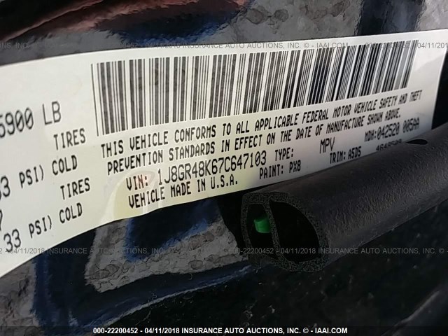 1J8GR48K67C647103 - 2007 JEEP GRAND CHEROKEE LAREDO/COLUMBIA/FREEDOM 黑色 照片 9