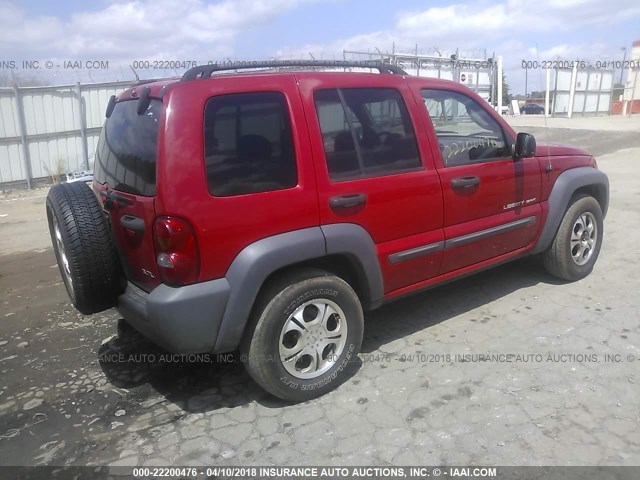 1J4GK48K43W719561 - 2003 JEEP LIBERTY SPORT/FREEDOM წითელი ფოტო 4