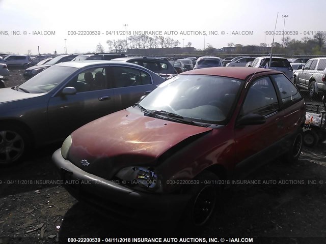 2C1MR2265W6724848 - 1998 CHEVROLET METRO RED photo 2