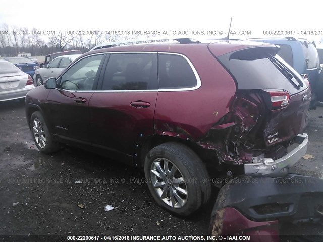 1C4PJMDB1GW142198 - 2016 JEEP CHEROKEE LIMITED RED photo 3