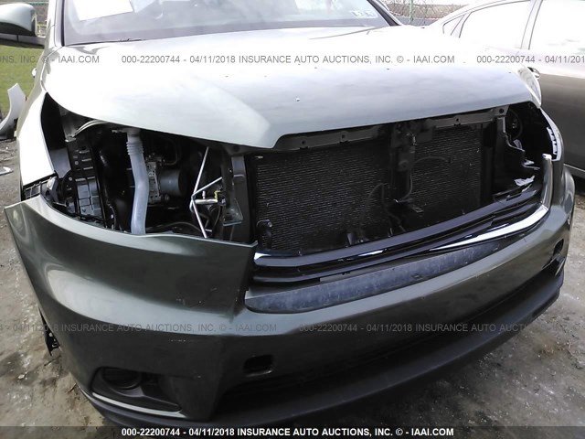 5TDBKRFH3GS325267 - 2016 TOYOTA HIGHLANDER LE/LE PLUS GREEN photo 6