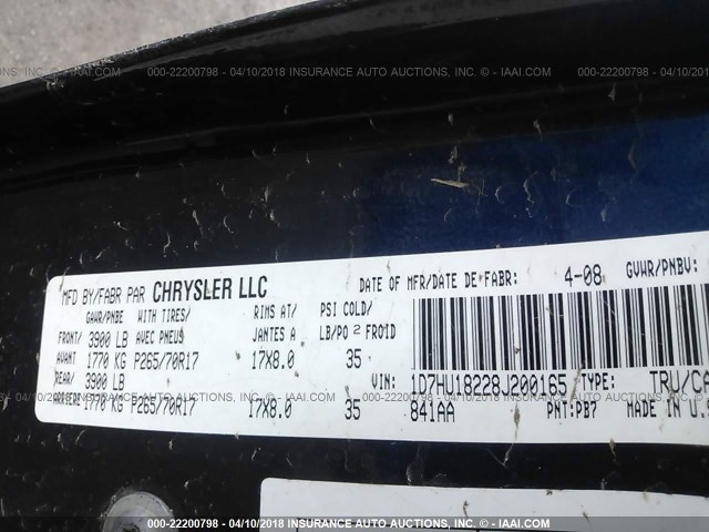 1D7HU18228J200165 - 2008 DODGE RAM 1500 ST/SLT BLUE photo 9