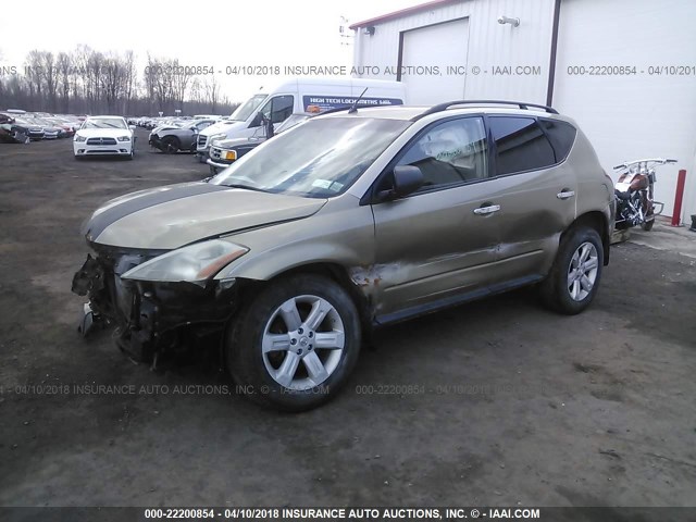 JN8AZ08W07W600922 - 2007 NISSAN MURANO SL/SE/S GOLD photo 2