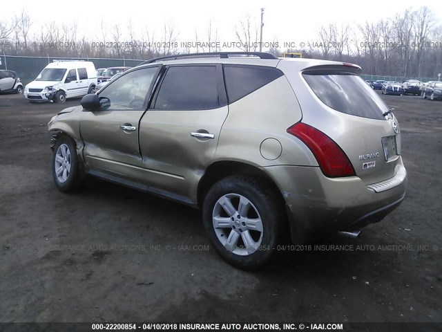 JN8AZ08W07W600922 - 2007 NISSAN MURANO SL/SE/S GOLD photo 3