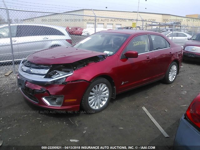 3FADP0L33BR301924 - 2011 FORD FUSION HYBRID RED photo 2