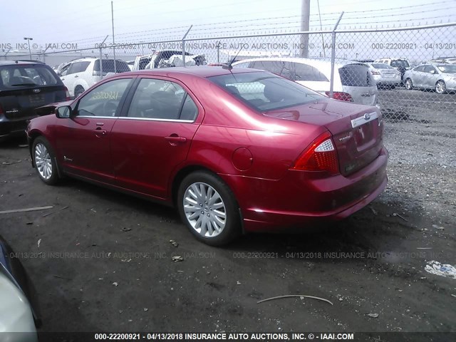 3FADP0L33BR301924 - 2011 FORD FUSION HYBRID RED photo 3