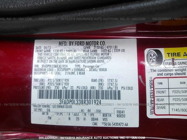 3FADP0L33BR301924 - 2011 FORD FUSION HYBRID RED photo 9