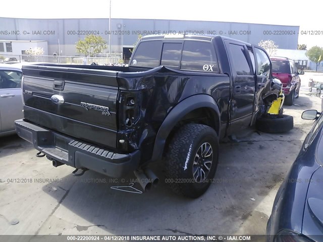 1FTFW1R65DFB53515 - 2013 FORD F150 SVT RAPTOR BLACK photo 4