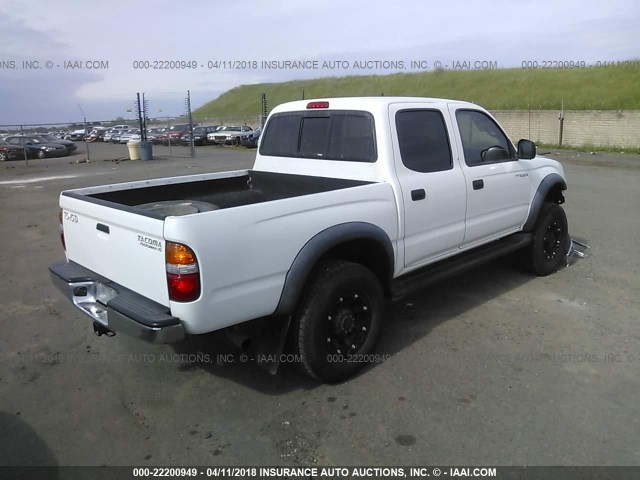 5TEGN92N72Z102282 - 2002 TOYOTA TACOMA DOUBLE CAB PRERUNNER WHITE photo 4
