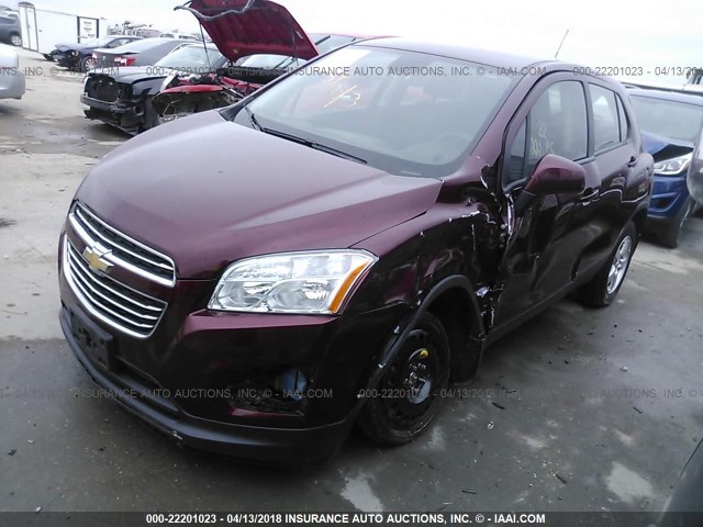 3GNCJNSB6GL275124 - 2016 CHEVROLET TRAX LS BURGUNDY photo 2