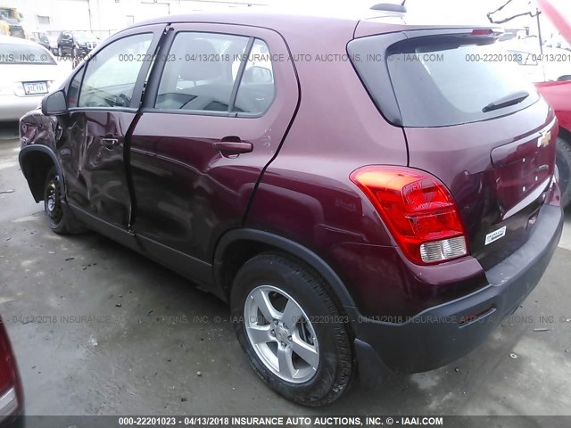 3GNCJNSB6GL275124 - 2016 CHEVROLET TRAX LS BURGUNDY photo 3