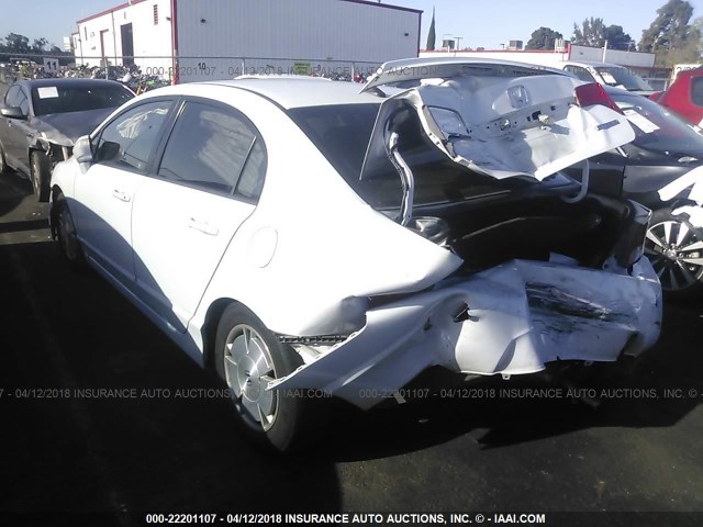 JHMFA36289S002516 - 2009 HONDA CIVIC HYBRID WHITE photo 3