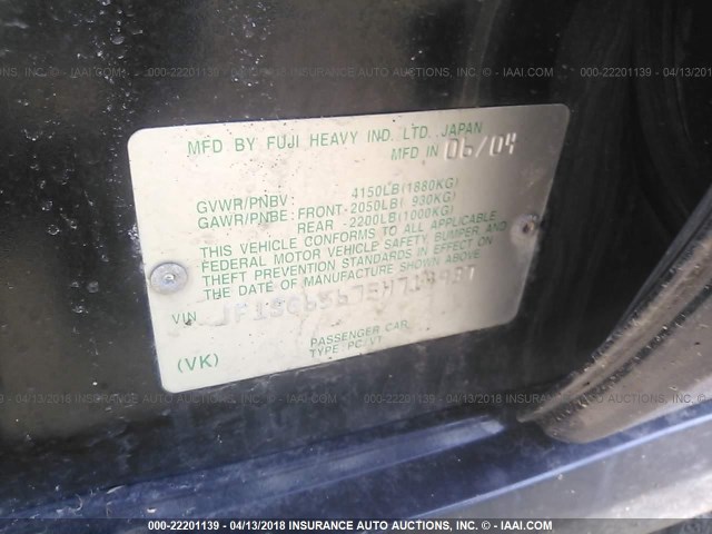 JF1SG65675H714937 - 2005 SUBARU FORESTER 2.5XS შავი ფოტო 9