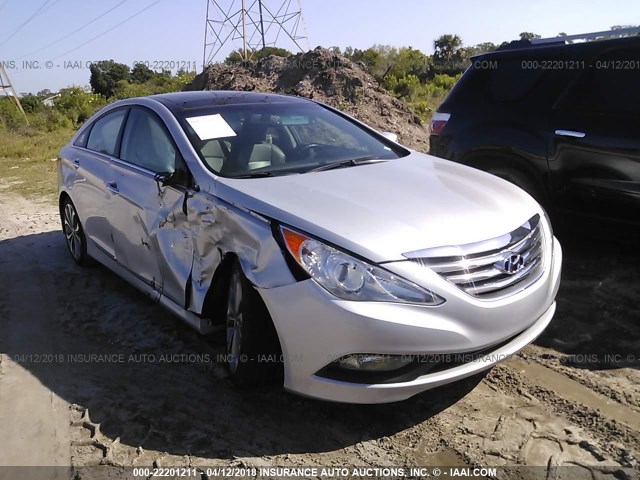 5NPEC4AB8EH863093 - 2014 HYUNDAI SONATA SE/LIMITED SILVER photo 1