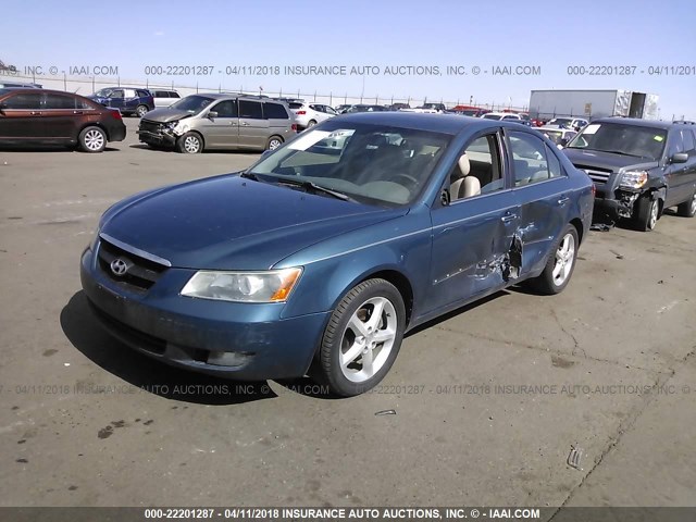 5NPEU46F96H021292 - 2006 HYUNDAI SONATA GLS/LX TEAL photo 2