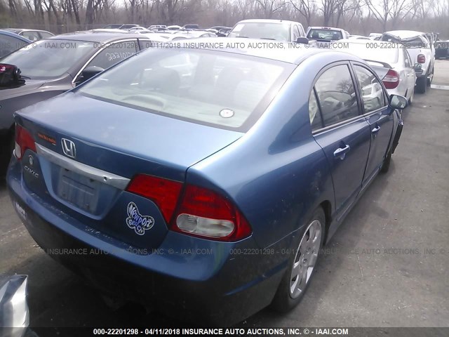 2HGFA16549H544625 - 2009 HONDA CIVIC LX BLUE photo 4