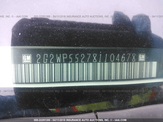 2G2WP552781104678 - 2008 PONTIAC GRAND PRIX WHITE photo 9